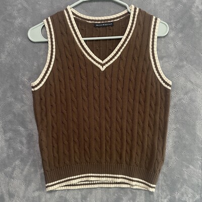 Brandy Melville Sweater Vest Womens One size Brown Cable Knit