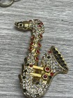 Escada Large Saxophone Brooch Beautiful Stone Crystal Rhinestones vintage — photo 9