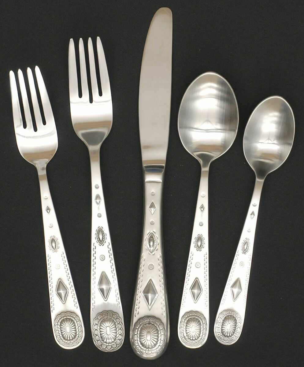 Wallace 45-Pc Taos Stainless Steel Flatware Set ~~ Southwest Theme