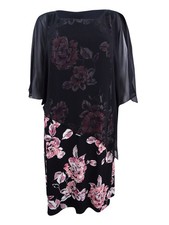 Connected Women's Floral-Print & Chiffon Cape Dress (10, Dusty Rose)