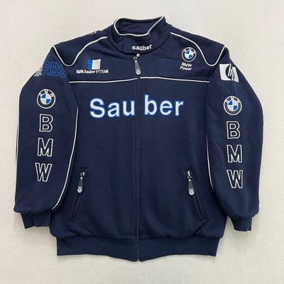 Vintage BMW Sauber F1 Team Jacket XL 23.5x28.5 Double Sided Navy