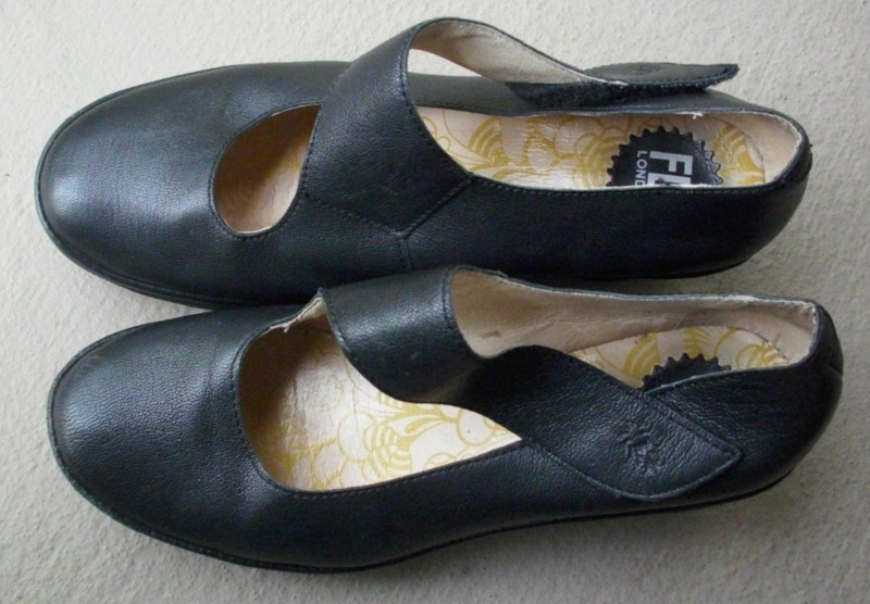FLY London Black Leather Wedges ~ Size 41
