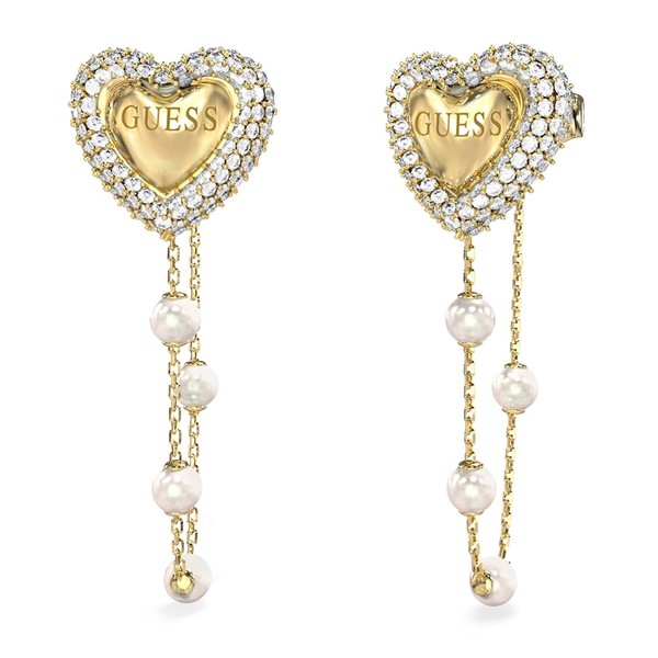 Guess Schmuck Damen-Ohrringe Herz Perlen-Kettchen Goldfarben JUBE06008JWYGT/U-image