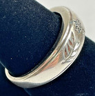 Sterling Silver 925 Diamond Cross Leaf Petal Design Size 10.5 Band 5.2 Grams — photo 3