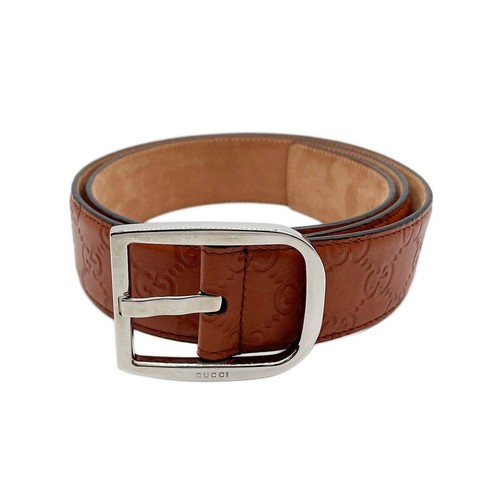 Gucci Gg Belt Sv Buckle Guccisima 260934 Leather Brown Men'S Used