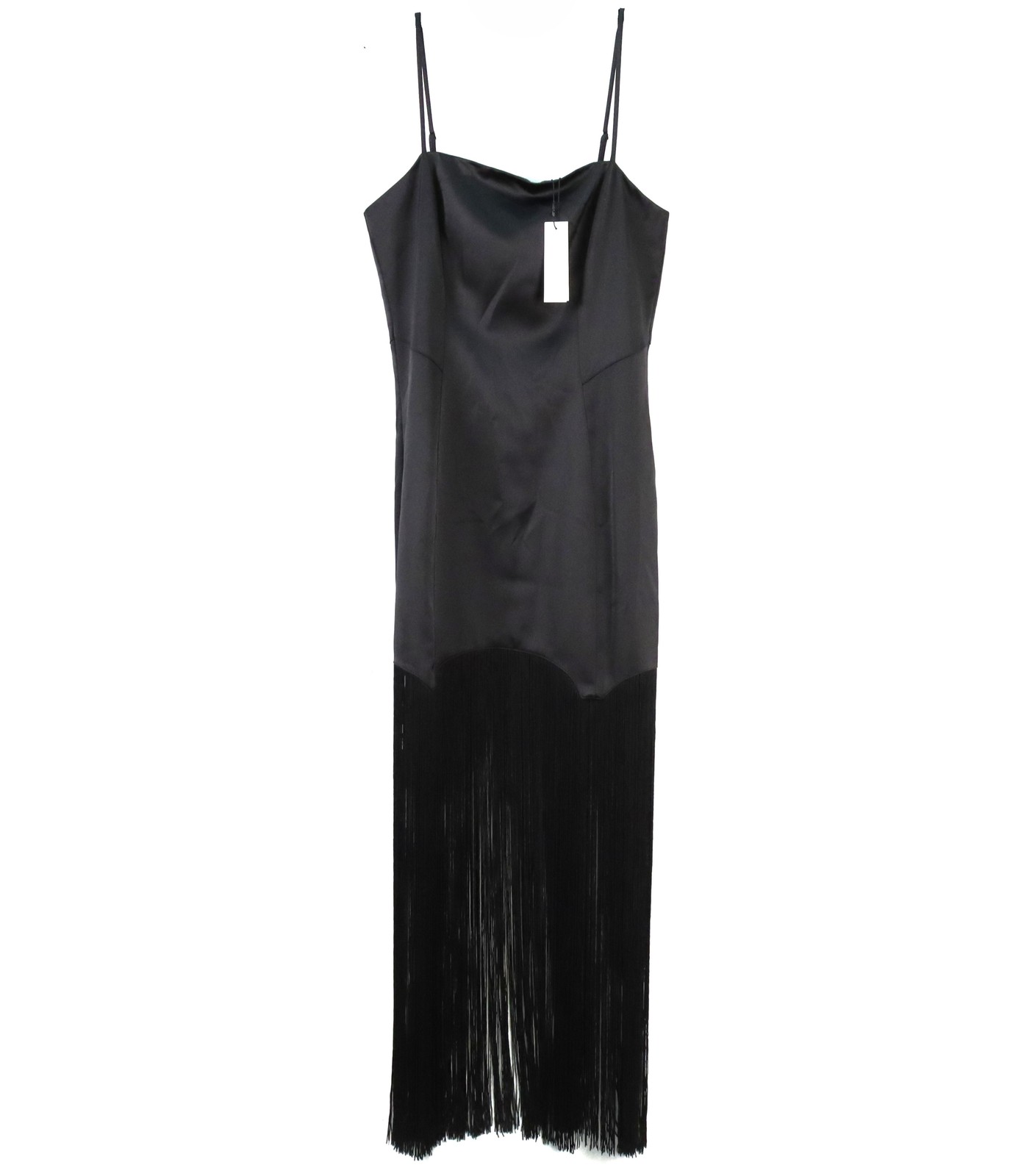Fluer Du Mal Fringe Sleeveless Straight Neckline Maxi Dress In Black Women's S