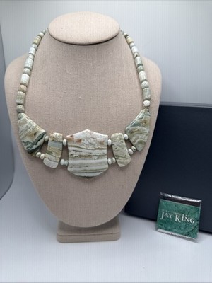 Jay King Indonesian Banded White Quartzite Sterling Silver Necklace NIB