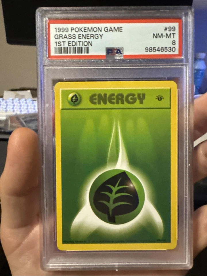 Grass Energy 099/102 Base Set Shadowless 1st Edition Regular Card PSA 8 NM - Image 3 of 4