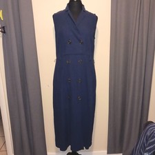 Croft & Barrow Dark Academia Coastal Classic Navy Blue Linen Blend Maxi Dress S