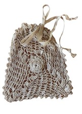 Vintage Edwardian Hand Crocheted Drawstring Reticule Bag