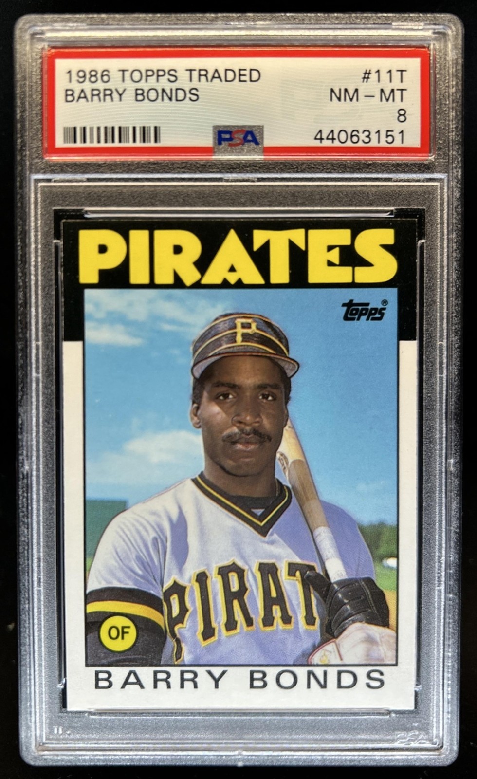 1986 Topps Traded Barry Bonds Rookie RC #11T Pirates PSA 8 view 1