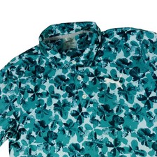 PUMA Performance Floral Leaf Tropical Green Blue Golf Polo Shirt Small