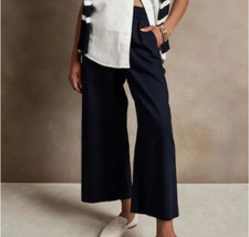 Banana Republic Linen Blend Easy Crop Wide Leg Pants Size XS- NAVY- NWOT