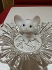 Fenton Mouse Figurine Berries Blossoms Hand Painted Satin Signed 3.5"