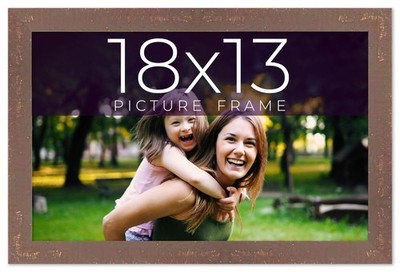 18x13 Distressed Brown Real Wood Picture Frame Width 1.25 inches | Interior Fram