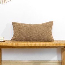 Boucle Lumbar Pillow Cover 14x26 inch, Brown Textured Throw Pillow Cover Cush...