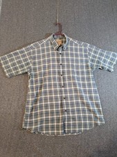 Woolrich Shirt Men's Short Sleeved Button Up Plaid Blue  Green Sz XL