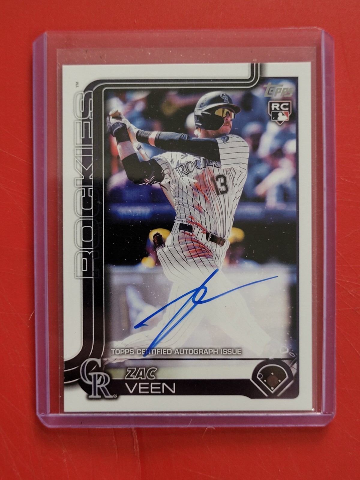 2025 Topps Update Zac Veen Real One Autograph RC #US286 Rockies On Card
