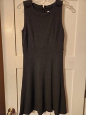 Loft womens size 6 grey sleveless knee length dress button details corp core