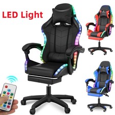 High Back RGB Gaming Chair with LED Lights & Ergonomic Computer Chair Reclining