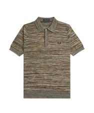 FRED PERRY Mens Brown Space Dye Short Sleeve Polo Shirt Medium BNWT C1179