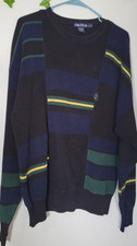 Vintage 90's Nautica Regular Adult's Large Solid Stripe Navy Sweater Sweatshirt