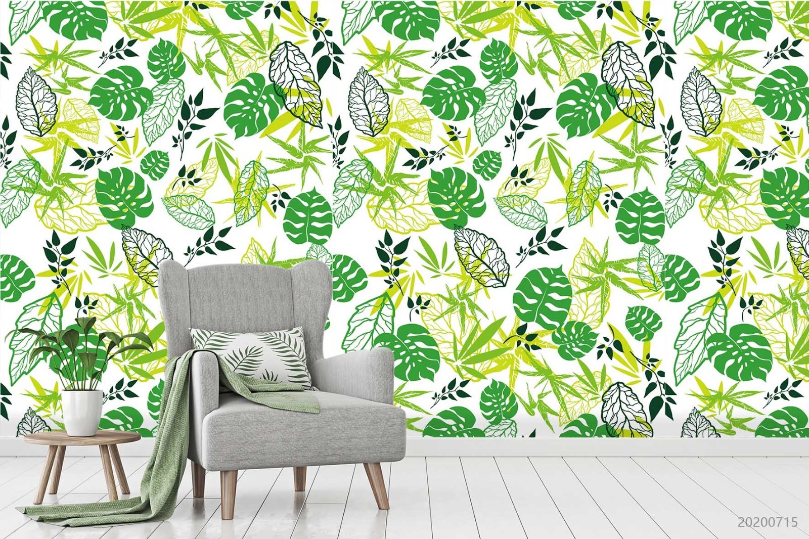3D Green Leaves Plantation Pattern Wall Murals Wallpaper Murals Wall Sticker 2