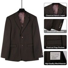 Men's brown pinstripe high-quality 2-piece merino wool suit is 100 merino wool.