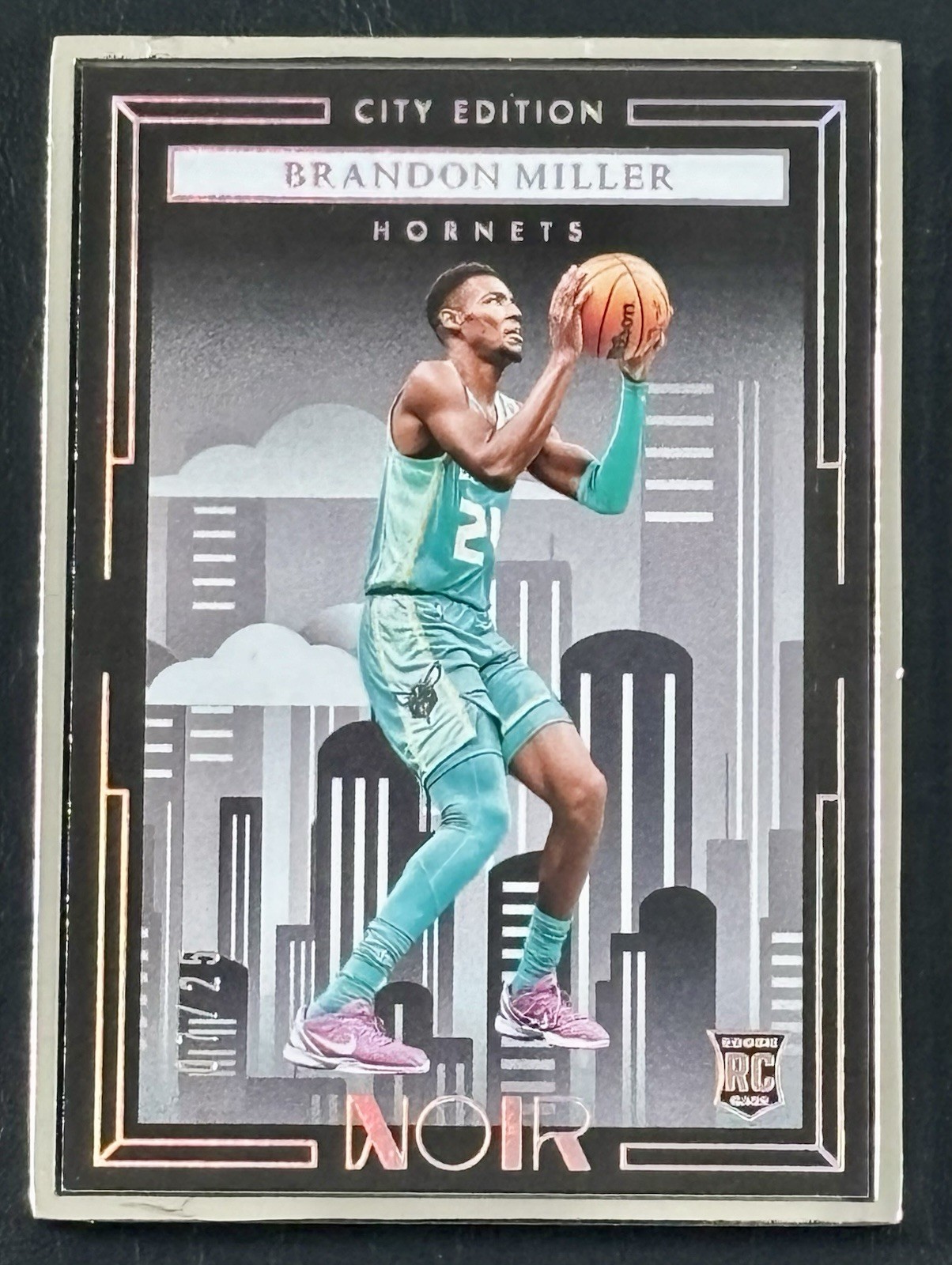 2023-24 Panini Noir Brandon Miller  City Edition Rookies Metal Frame RC 7/25 