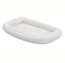 Midwest Homes Pets QuietTime Double Bolster Dog Bed  Crate Mat White 22 Inch
