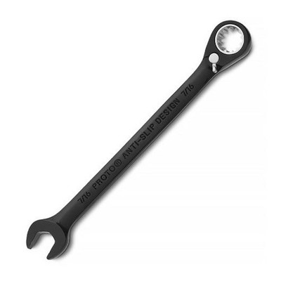 PROTO JSCV14 Black Chrome Combo Reversible Ratchet Wrench 7/16'' - Spline