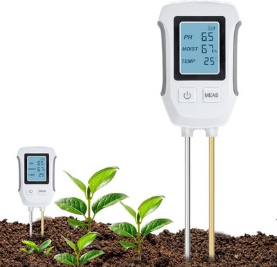 Boden pH Testgerät 3 in 1 Temperatur Feuchtigkeit Messgerät LCD Display