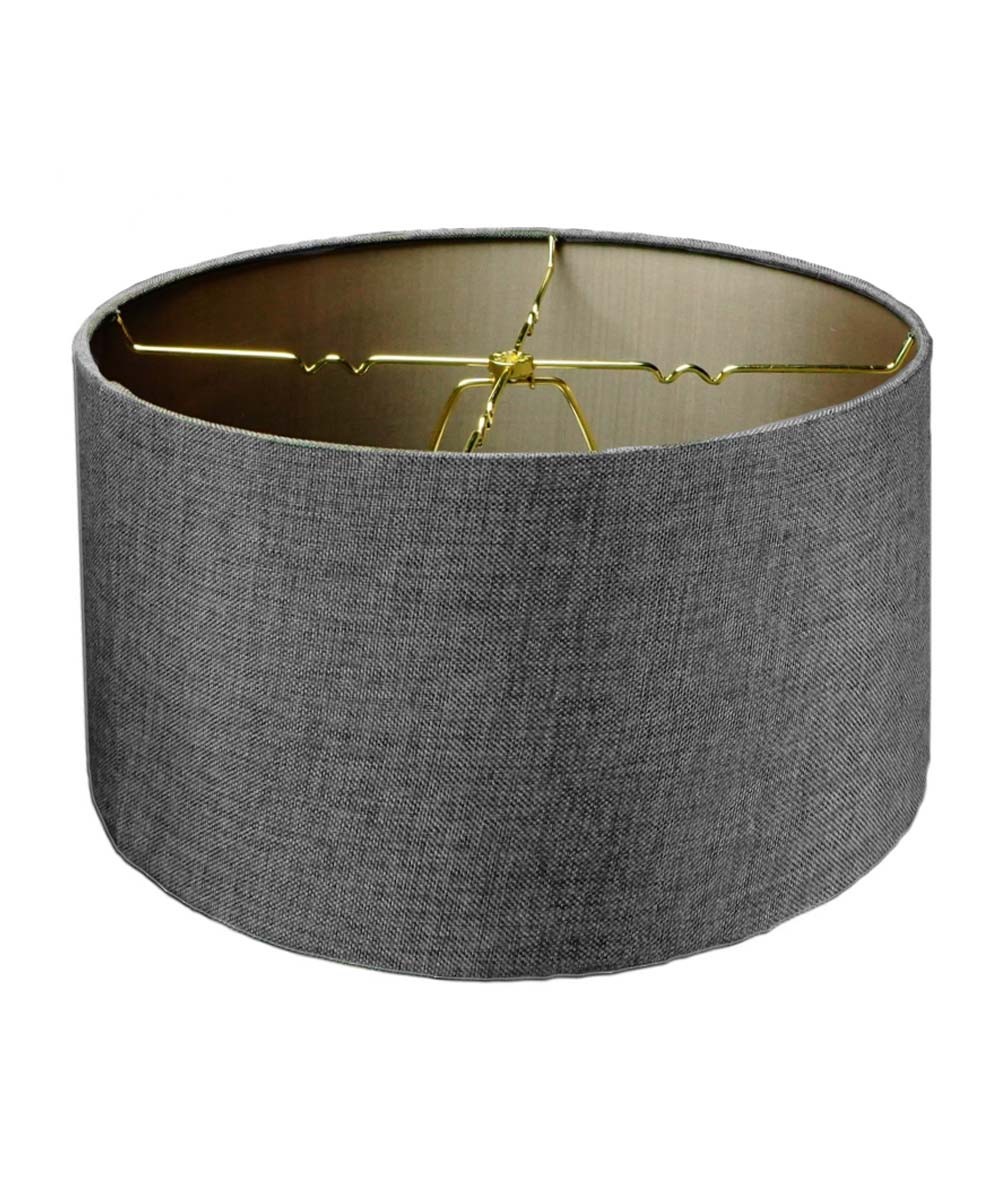 Granite Gray Burlap Hardback Drum Lampshade 14x14x7