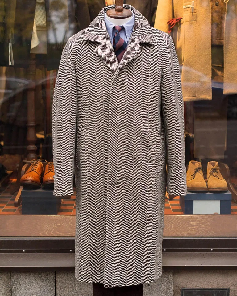 Herren Winter Herringbone Langer Mantel Warm Dicke Business Office Overcoat - Bild 4 von 4