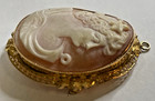 Victorian Shell Carved Cameo 10KYG Pin/Brooch Necklace Pendant 12.7 Grams — photo 3