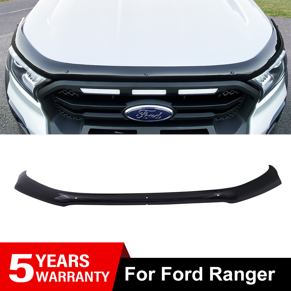 FOR FORD RANGER 2015-2022 BONNET WIND STONE DEFLECTOR PROTECTOR GUARD BRA BLACK