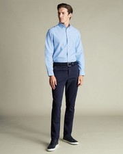 Mens Navy Slim Fit Chino Pants W32 L32 Stretch Non Iron Casual Trousers