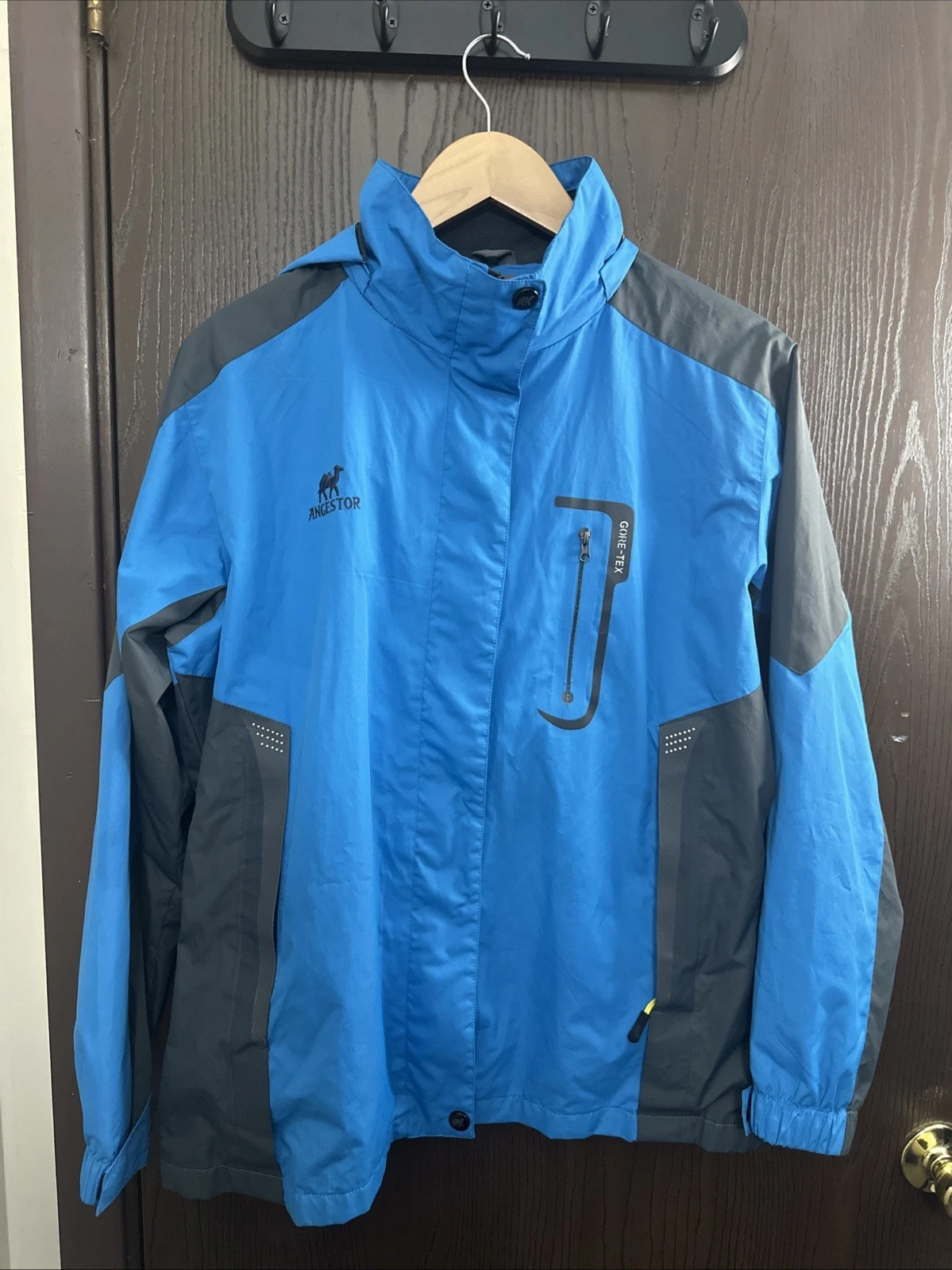 Diamond Candy Men’s Waterproof Rain Jacket -Blue/Gray Outdoor Hiking Windbreaker