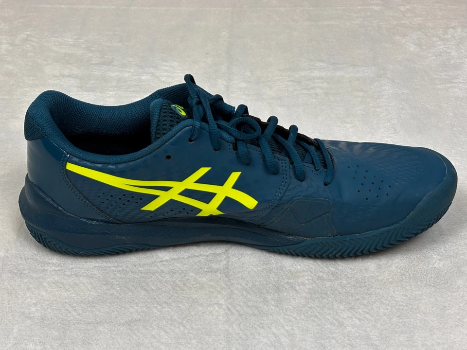 Asics Gel Challenger 14 Tennis Shoes Mens Sz 13 Teal Blue Yellow Sneakers - Image 4 of 4