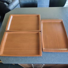 3 x Mid Century Mallon teak look Tray