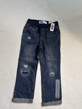 NWT Old Navy Boys Relaxed Distressed Jeans Blue Drawstring Waist Size 5T