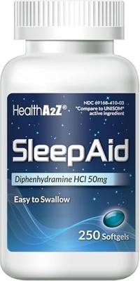 Sleep Aid Diphenhydramine HCl 50mg Softgels | 250 Count | Compare to Unisom