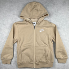 Nike Kids Fleece Full Zip Hoodie Sanddrift Beige Sweatshirt Youth Size 6 NWT
