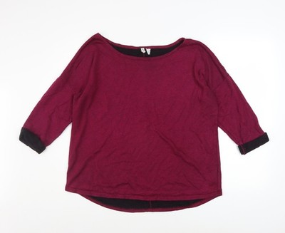H&M Damen Pullover Sweatshirt Burgunderrot 3/4 Arm Größe L