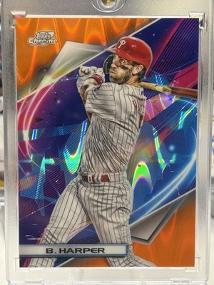 2022 Topps Cosmic Chrome - Bryce Harper #3 Orange Galactic Refractor /25
