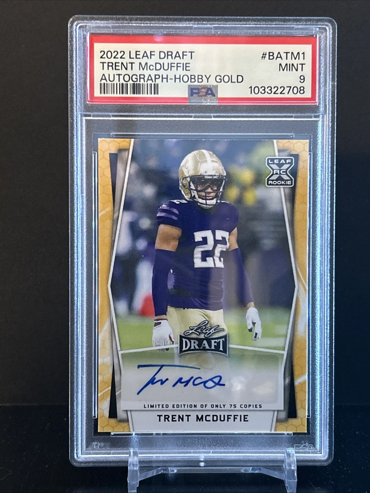 Trent McDuffie Leaf Draft Hobby Autographs #BATM1 Gold