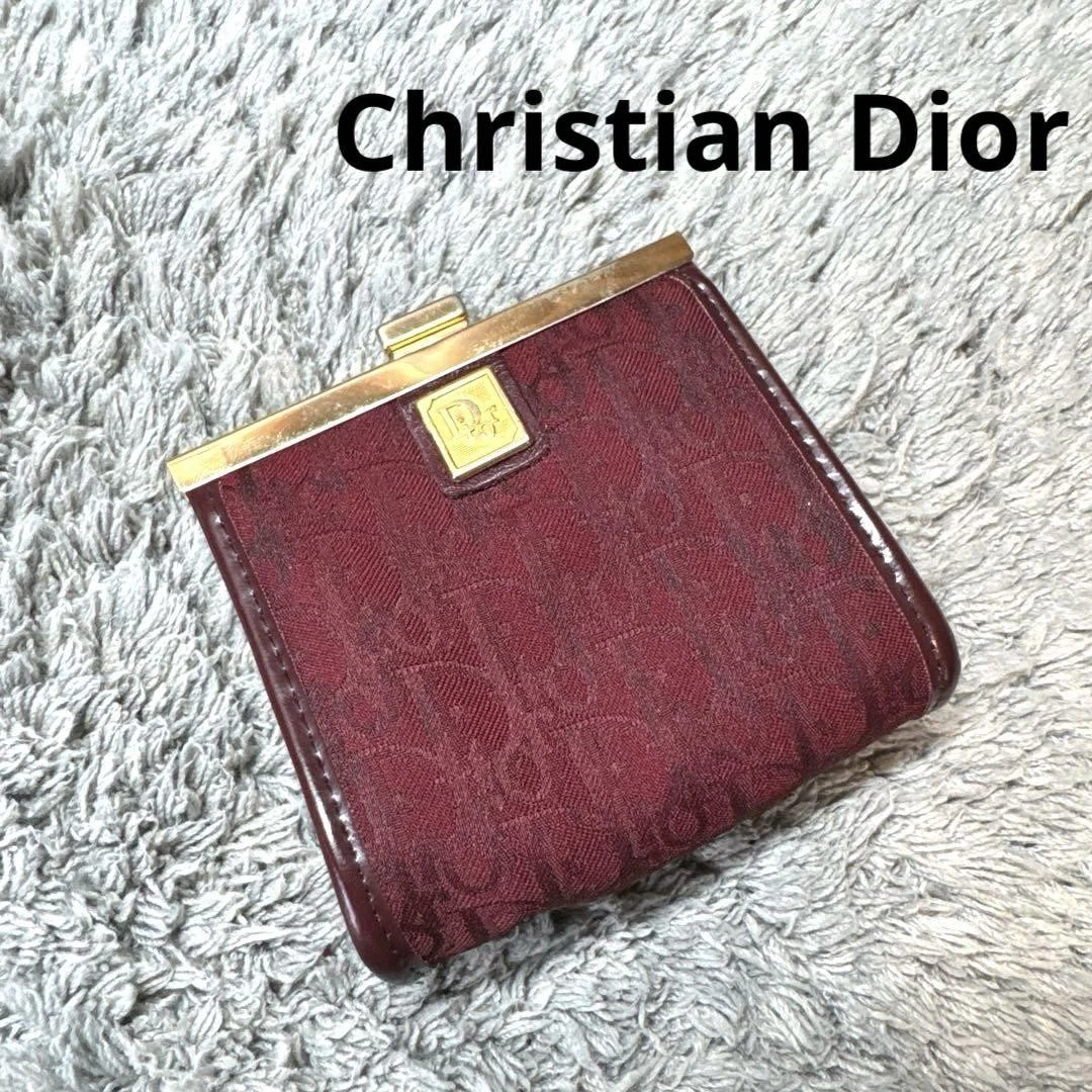 Portefeuille Christian Dior vintage trotteur toile cuir fermoir porte monnaie rouge 4292