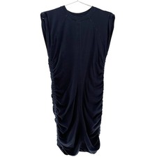 ATHLETA Apres Short Sleeve Ruched Athleisure Dress • Small • navy blue • stretch