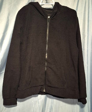 Black Hooded LS Faux Fur Cozy Plush Full Zip Jacket Women Size XL NWOT