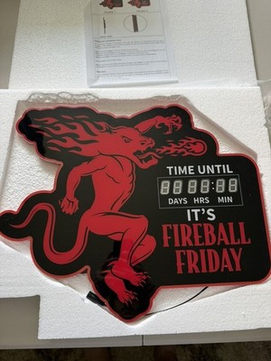 Fireball Whisky Sign Friday Countdown Time Until Digital LED Lights 17x20 Works